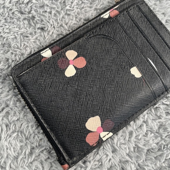 Kate Spade Floral l-zip Card Holder Dusk Buds W/ Keychain Small Wallet - Picture 7 of 16